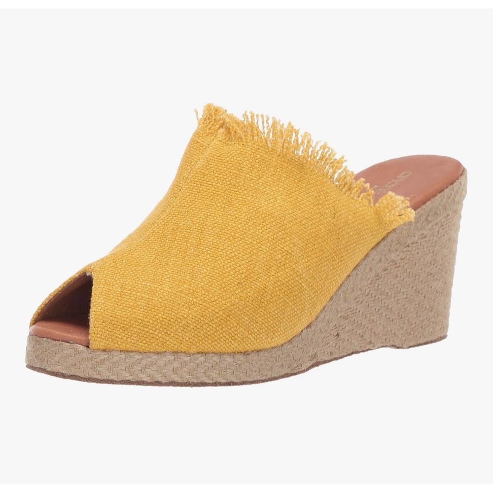 Andre‎ Assous Popy Espadrille Wedge Sandal Yellow Sz 9 NWOB
